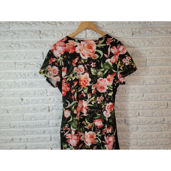 Rue 21 Women Dress 3X Plus Mini Sheath Black Pink Floral Short Sleeve FLO296XE - Picture 7 of 9